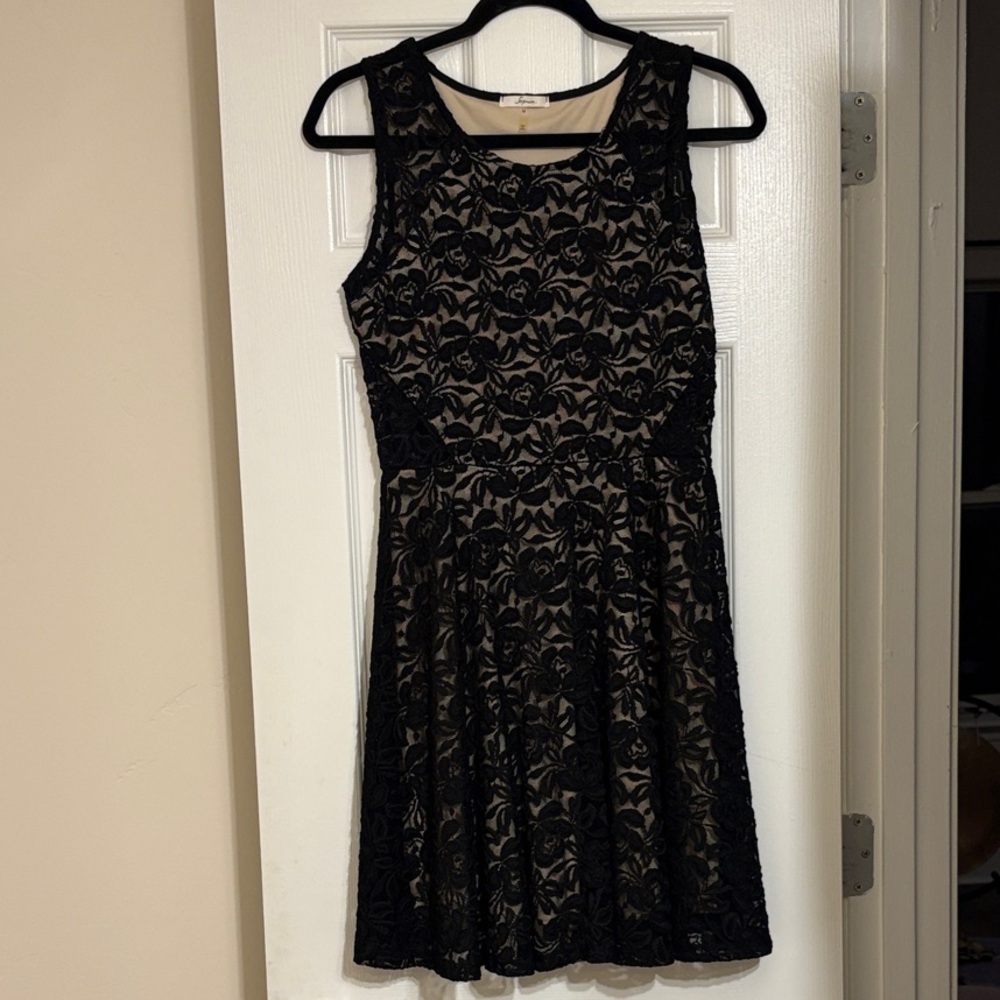 Soprano Black Lace Dress with Nude Underlay